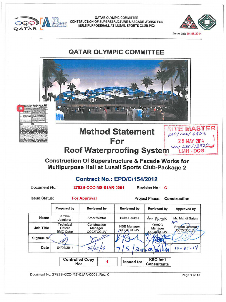 Lusail Sports Club Waterproofing Method | PDF | Personal Protective ...