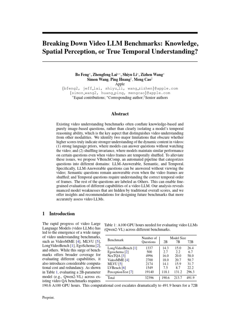 Breaking Down Video LLM Benchmarks: Knowledge, Spatial Perception, or ...