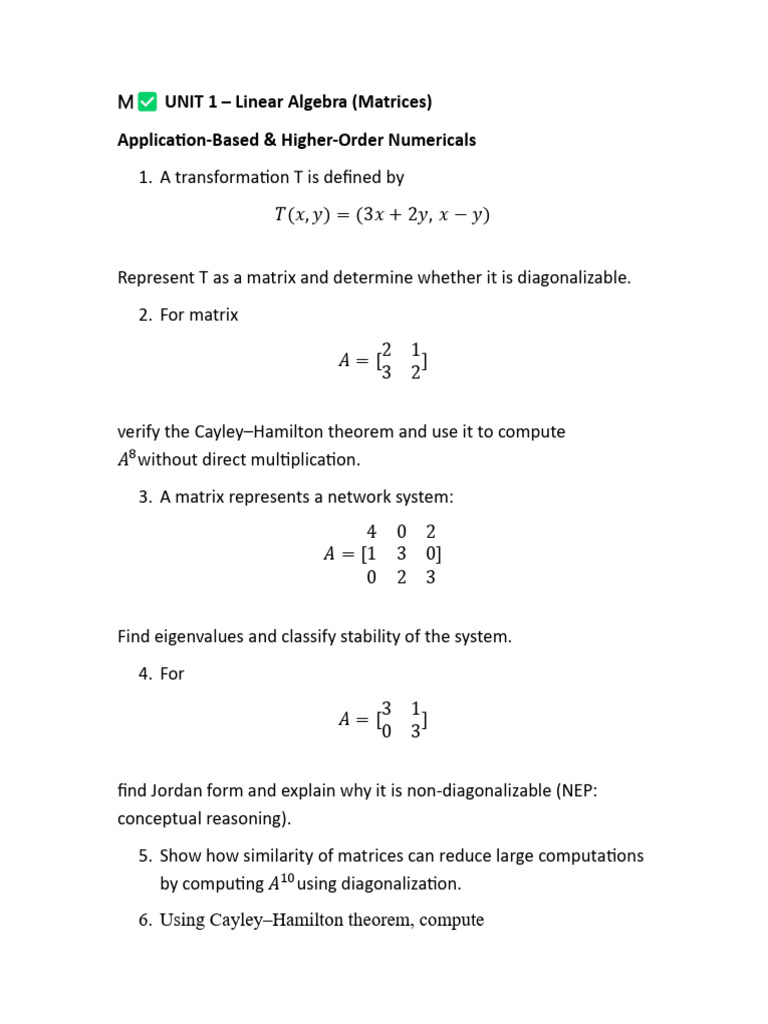 Maths Q | PDF | Matrix (Mathematics) | Applied Mathematics