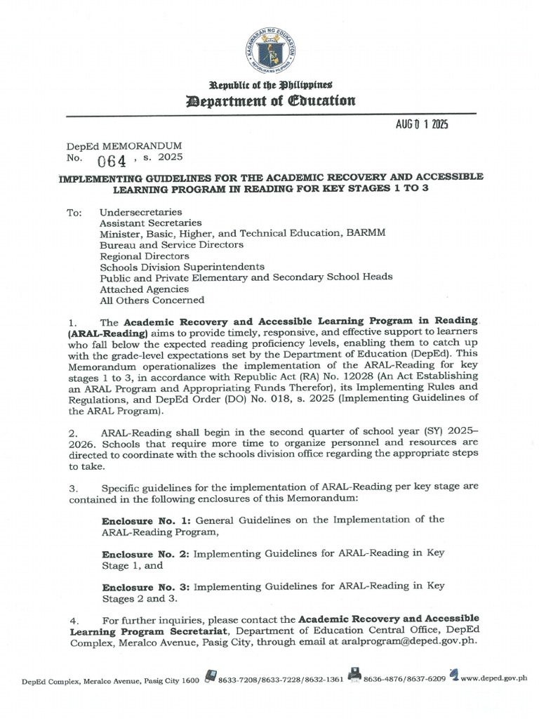 Aral Memo | PDF