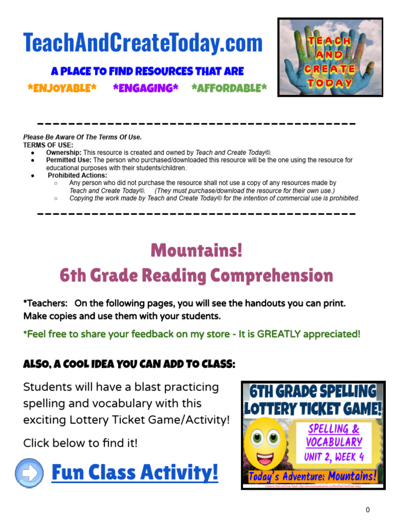 6th Grade Mountain Reading Comprehension | PDF | Mountains | Mountaineering