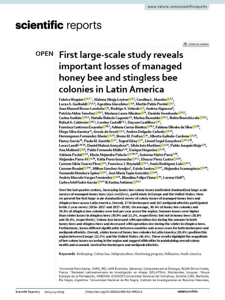First Large Scale Study Reveals Important Losses of Managed Honey Bee ...