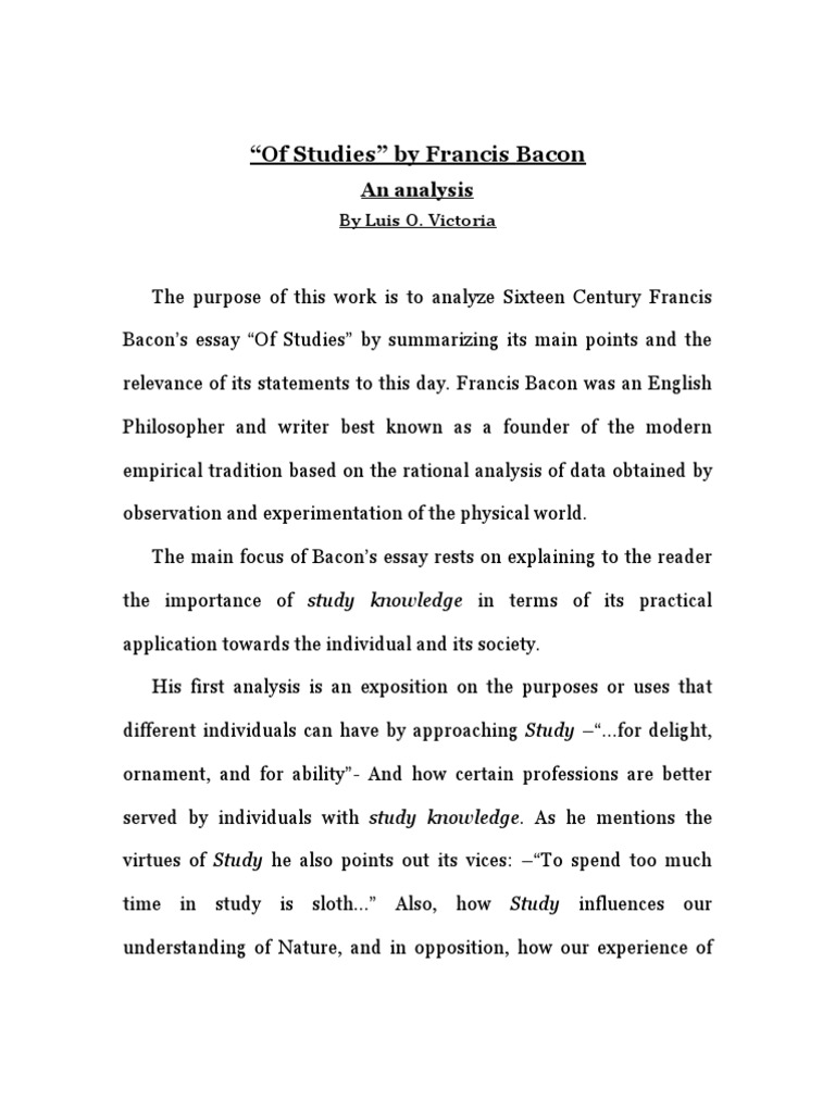 Francis bacon essays summary pdf image
