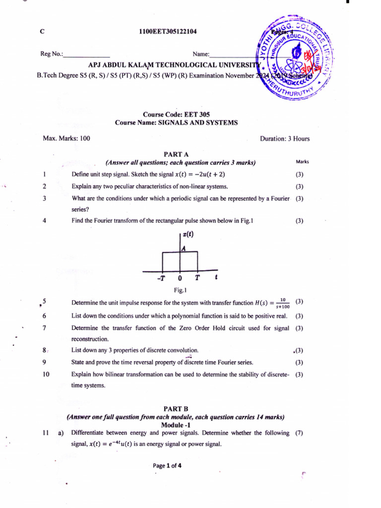 Signals and Systems Exam Paper | PDF | Convolution | Algorithms