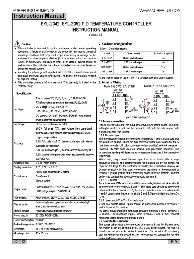 PID Temperature Controller Manual | PDF | Thermocouple | Parameter ...