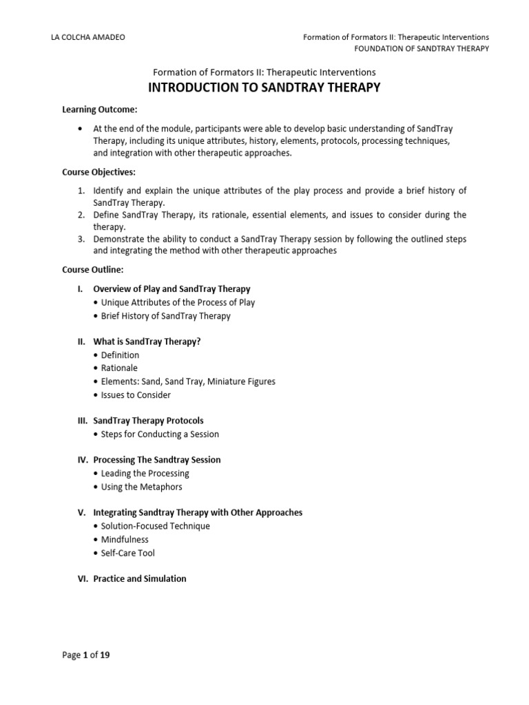 Introduction to SandTray Therapy | PDF | Play Therapy | Psychotherapy