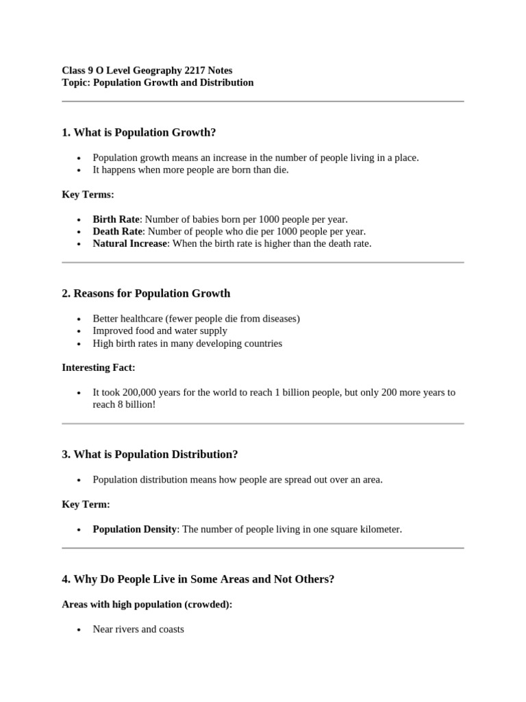 Class 9 Geography: Population Growth & Distribution | PDF