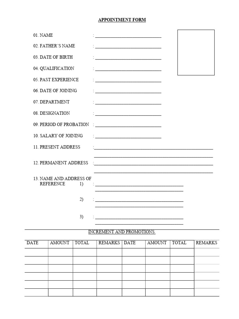 Appointment Form Template | PDF