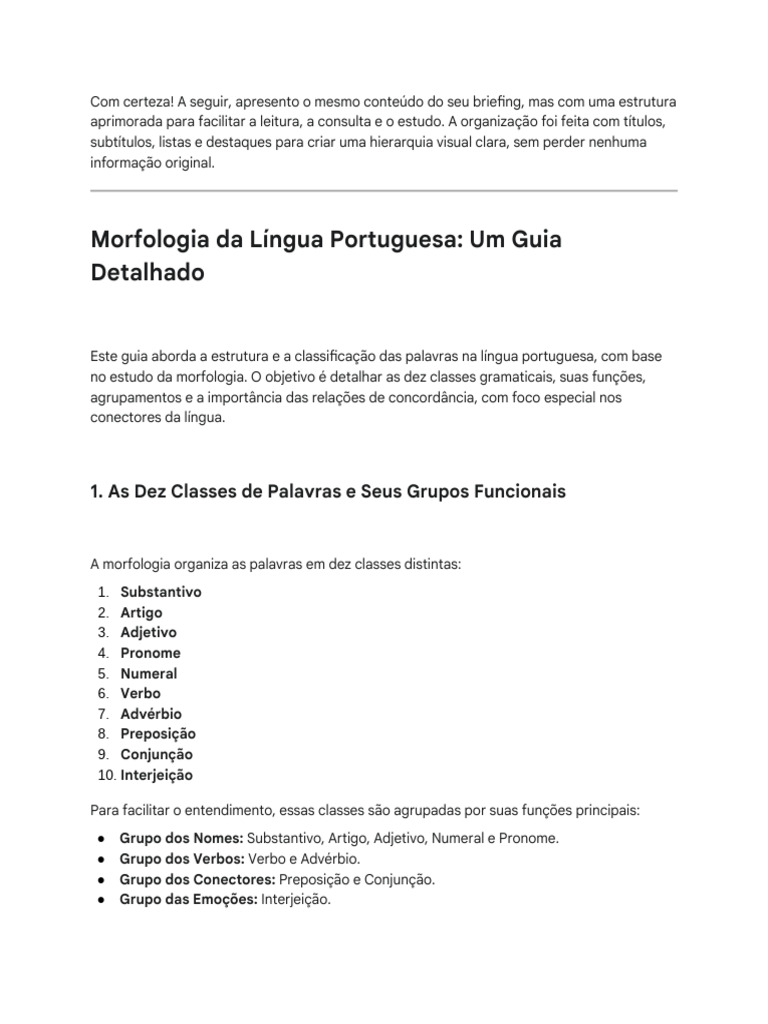 Guia Completo sobre Morfologia Portuguesa | PDF | Pronome | Classe ...