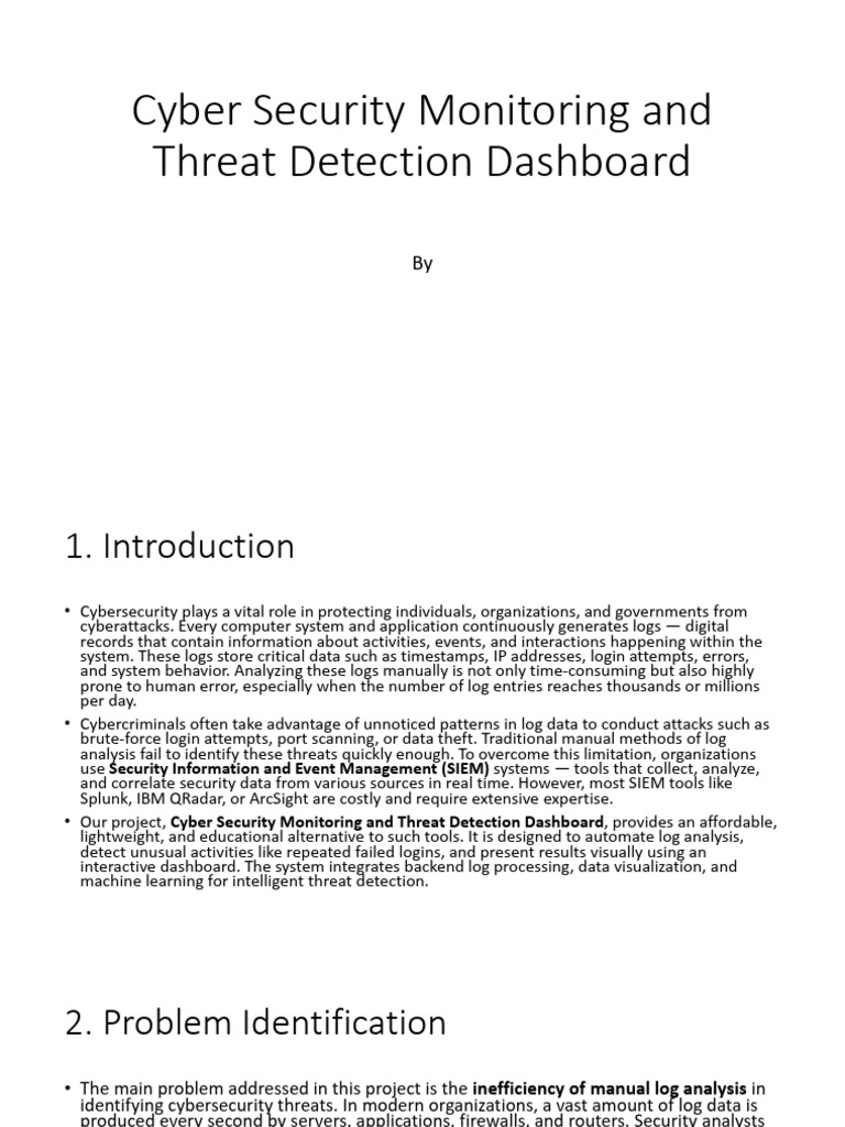 Cybersecurity Threat Detection Dashboard | PDF | Computer Security ...