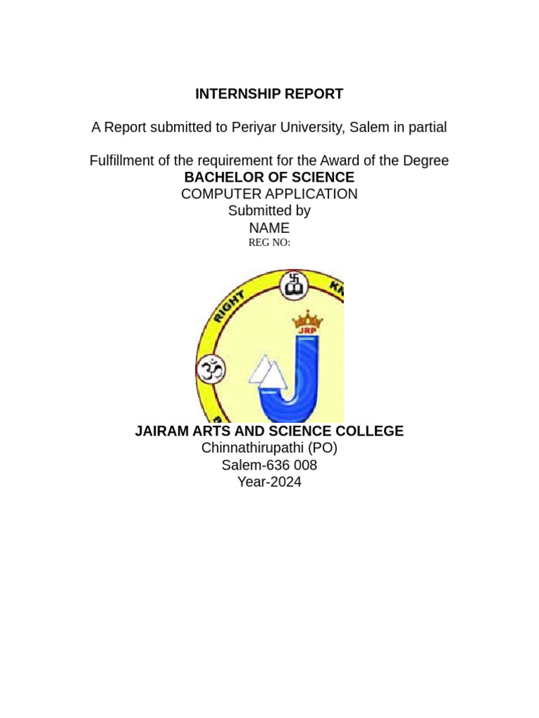 Internship Report for B.Sc. Computer Application | PDF