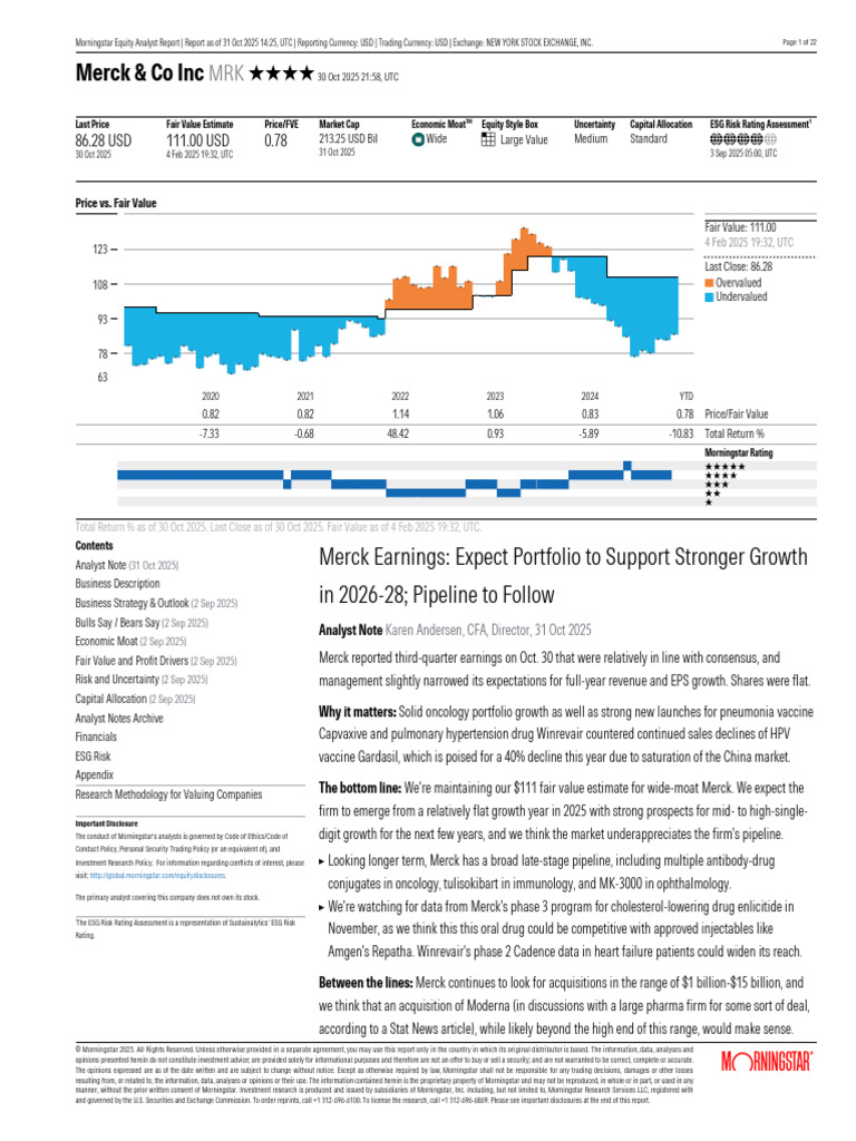 Merck & Co. Analyst Report - Oct 2025 | PDF | Merck & Co. | Cancer