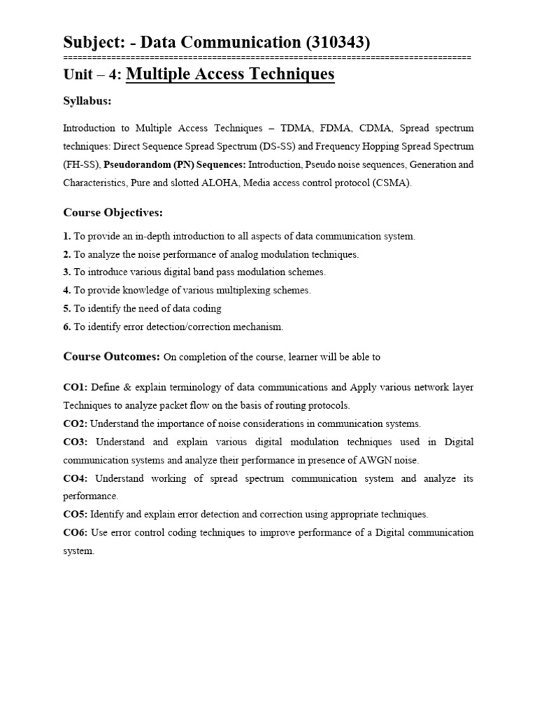Unit4Dcomnotespdf 2025 08 06 15 09 01 | PDF | Channel Access Method ...