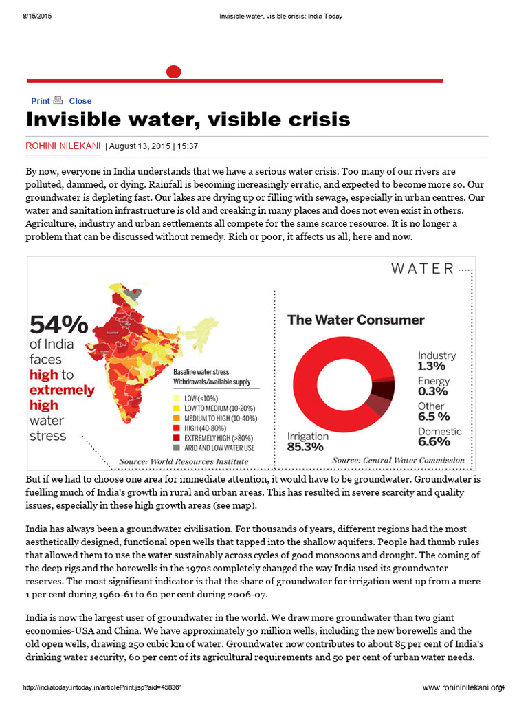 Invisible Water Visible Crisis India Today | PDF | Groundwater | Earth ...