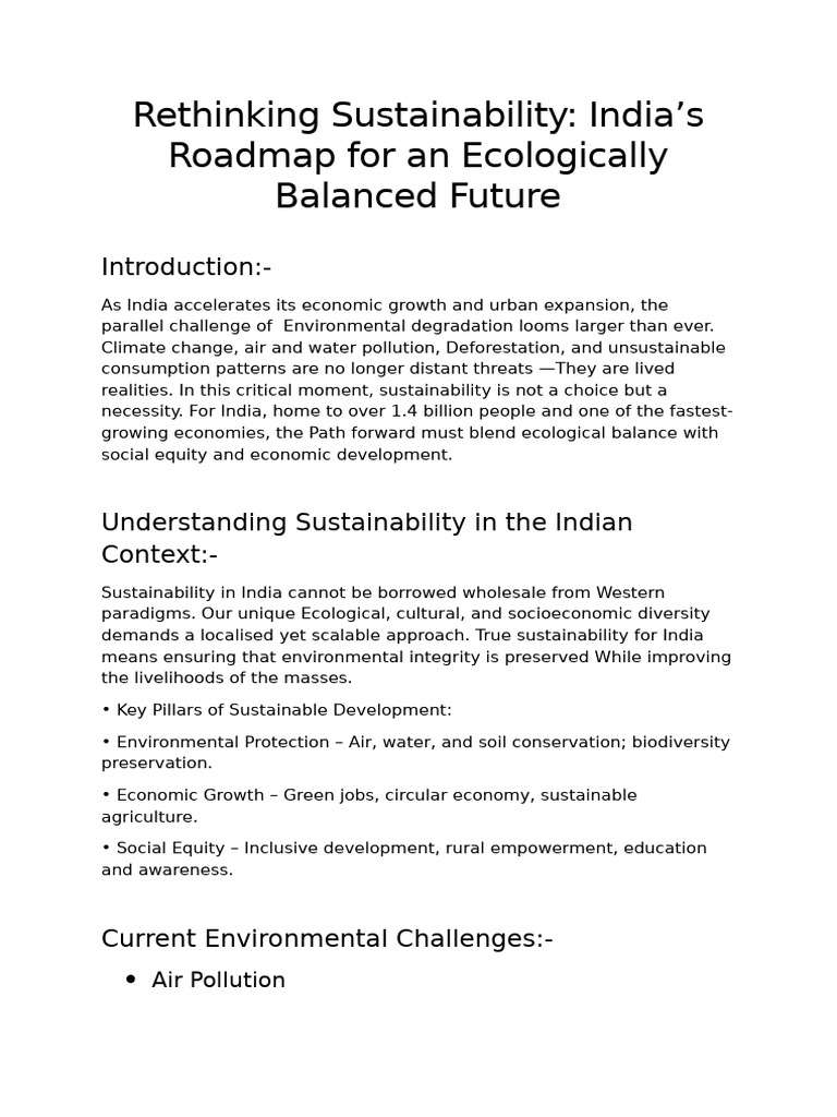 India's Sustainable Development Roadmap | PDF | Sustainability ...