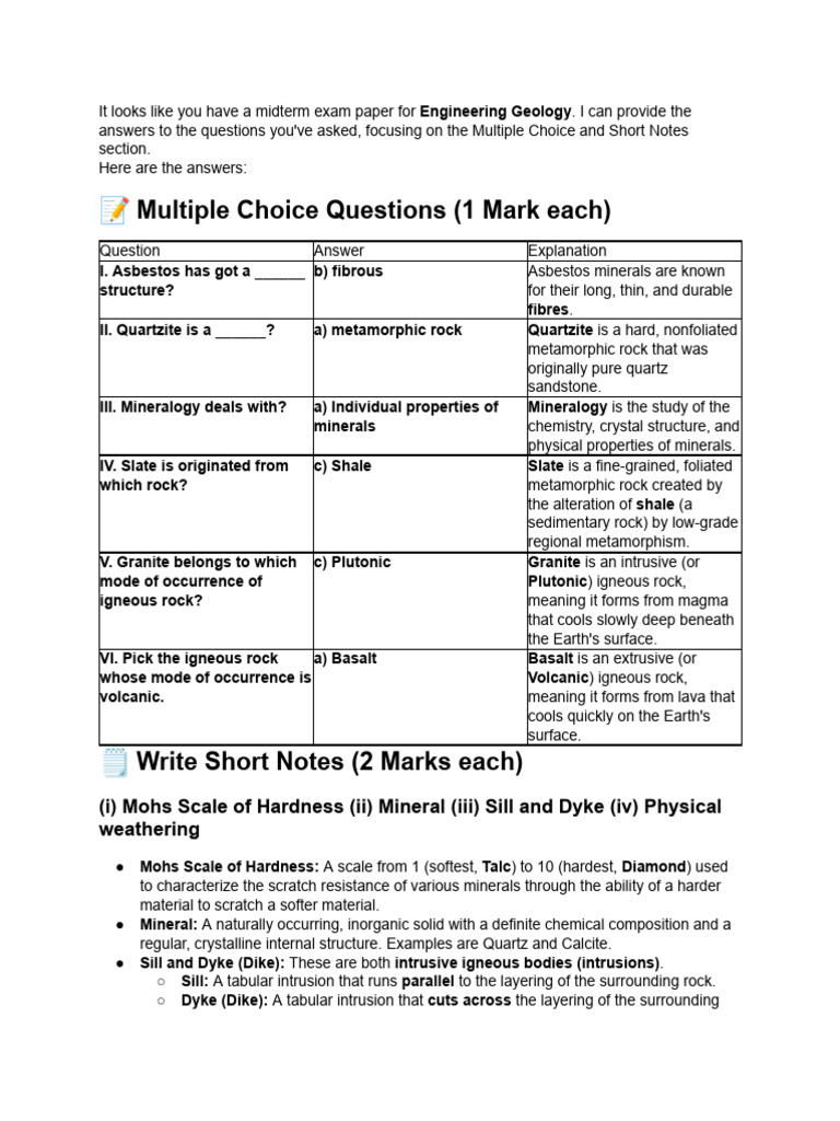 All Questions Answer Easy Way | PDF | Rock (Geology) | Geology