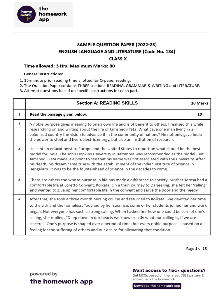 Class X English Language Exam Paper | PDF | Yoga