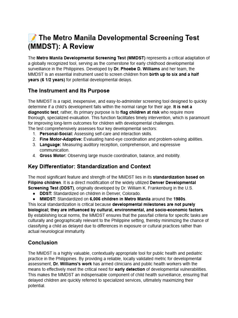 MMDST | PDF | Human Development | Behavioural Sciences