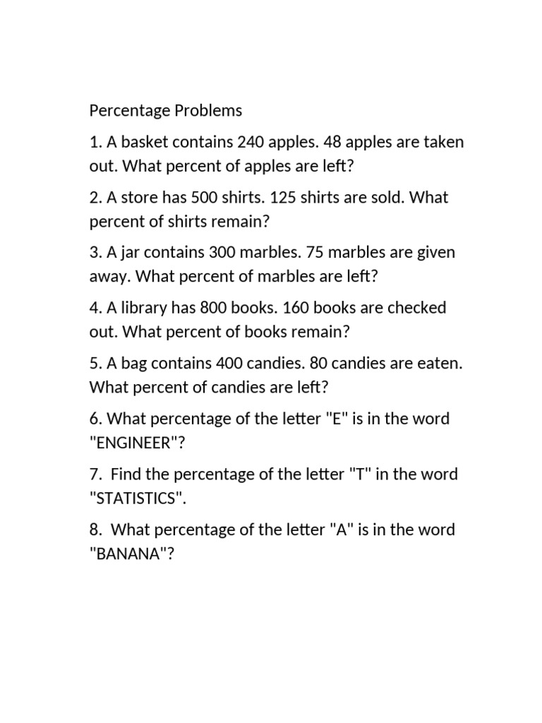 Percentage Problems and Solutions | PDF