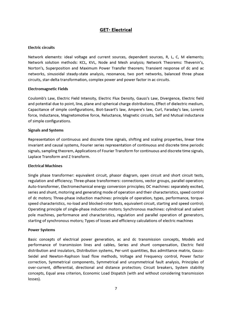 NRL GET Electrical Syllabus | PDF | Electrical Network | Rectifier
