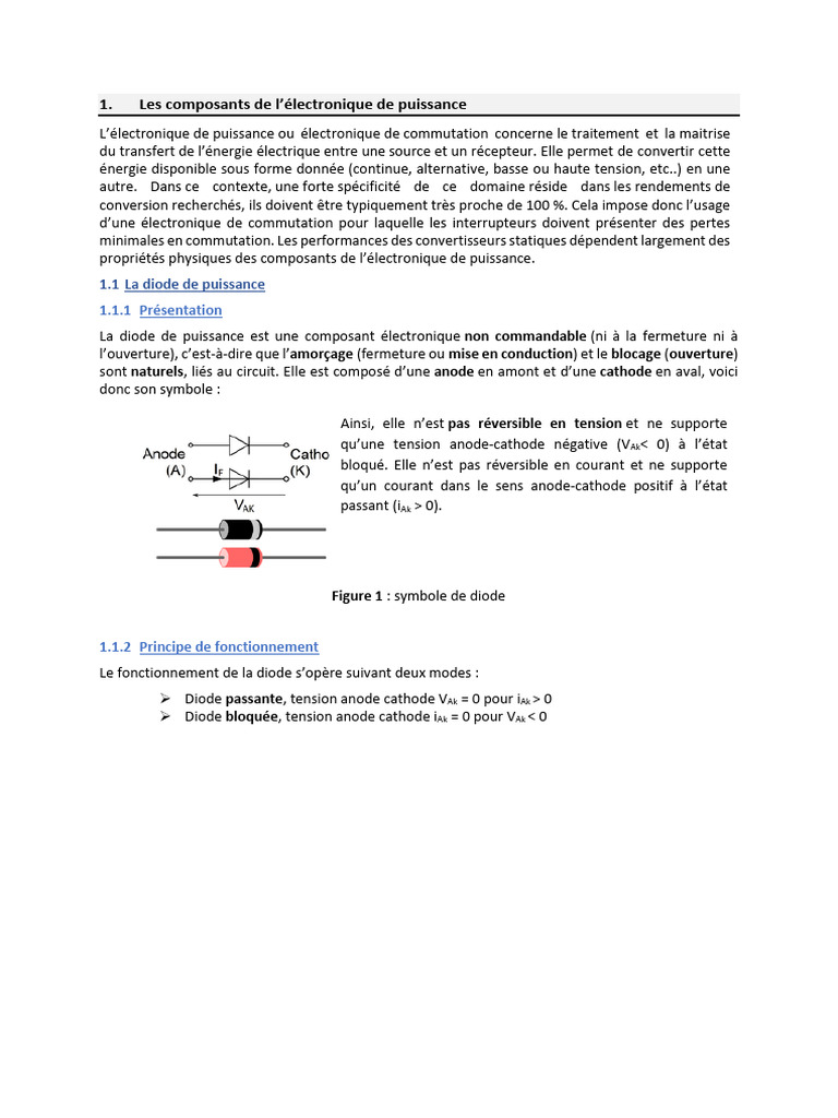 Composants clés de l'électronique de puissance | PDF | Électronique de ...