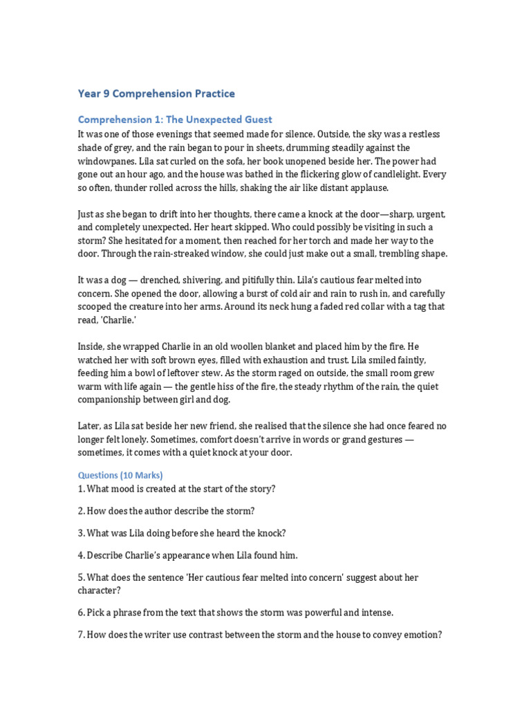 Year 9 Comprehension Practice Exercises | PDF | Trees