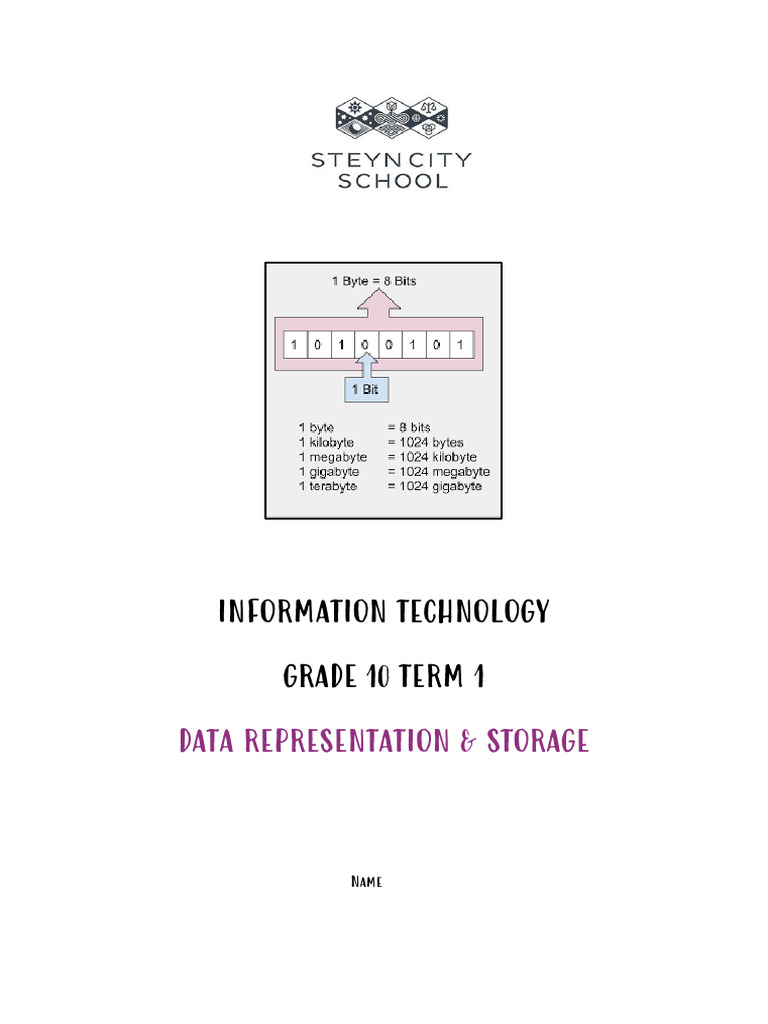 Data Representation in IT for Grade 10 | PDF | Bit | Byte
