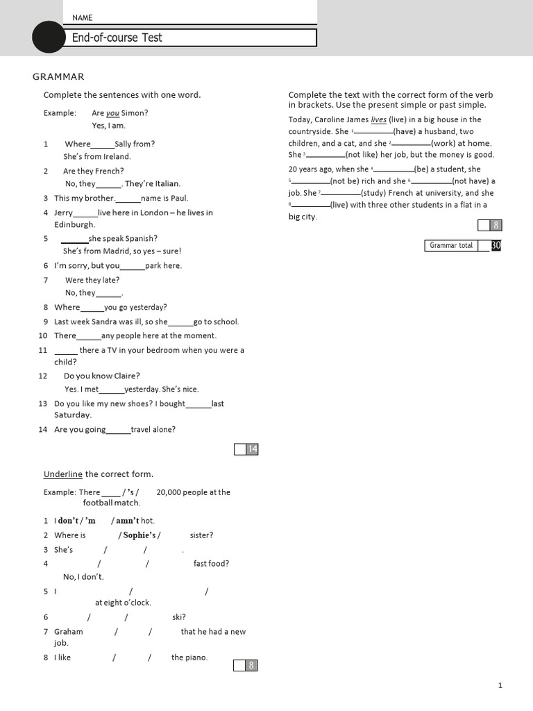 A1 Beginner Exam | PDF