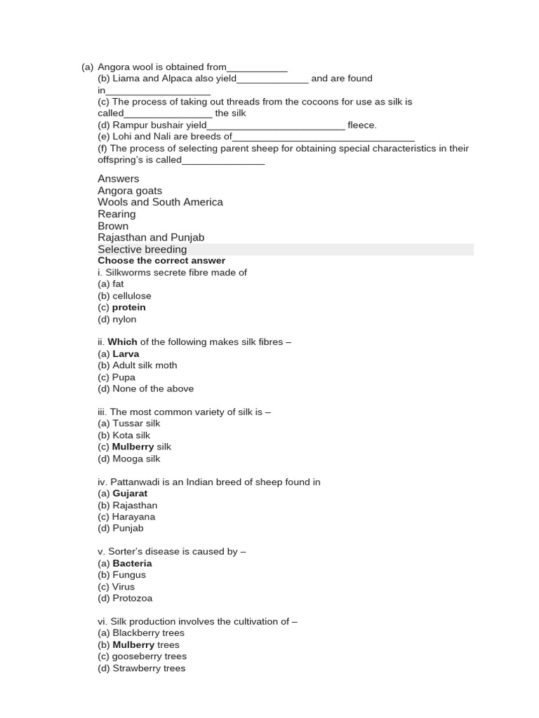 Animal Fibers and Silk Production Guide | PDF | Digestion | Human ...