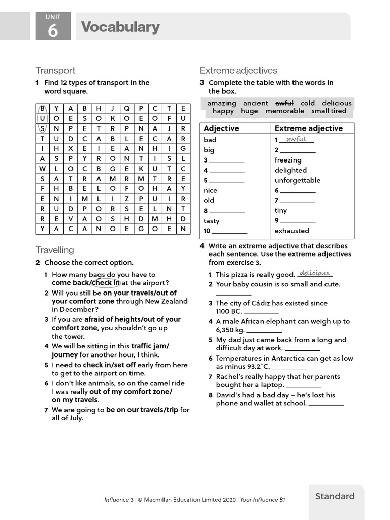 Vocabulary and Travel Exercises B1 | PDF | Linguistics