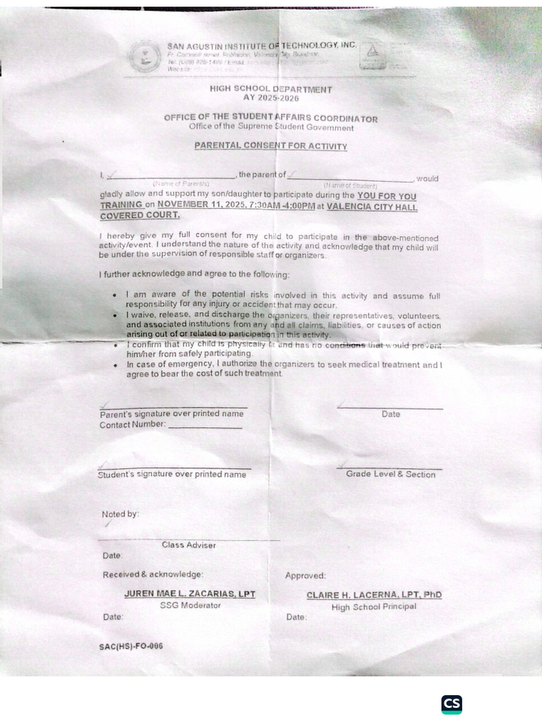 U4U Parents Consent | PDF