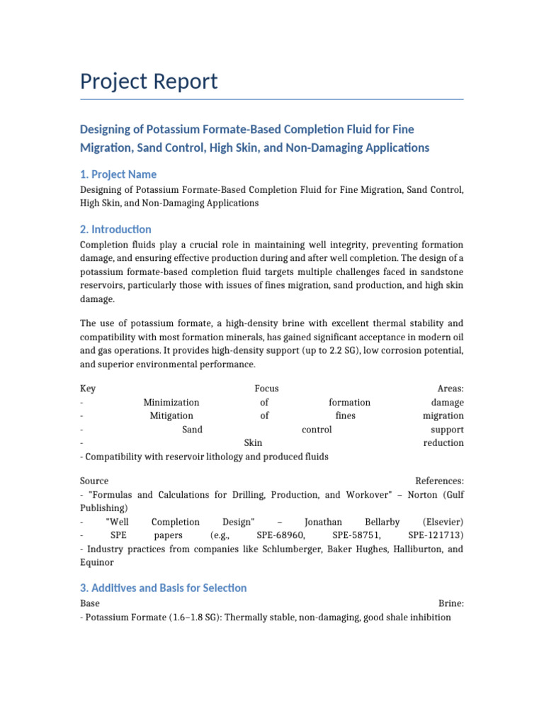 Potassium Formate Completion Fluid Design | PDF | Petroleum Reservoir ...