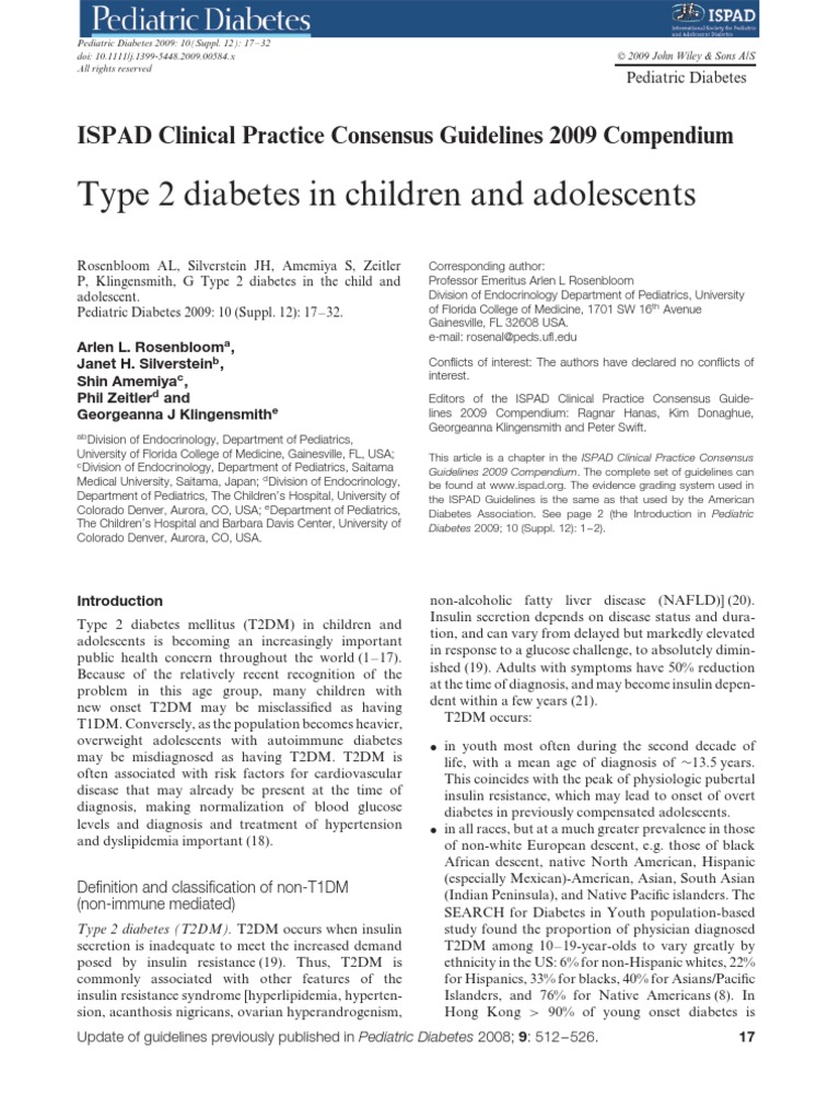 Type 2 Diabetes in Children and Adolescents | PDF | Diabetes Mellitus ...