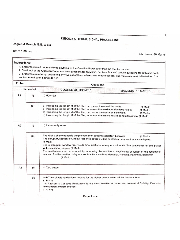 DSP PT2 Answer Key | PDF