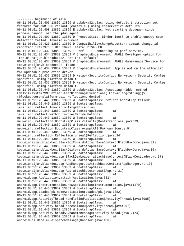 Top - Niunaijun.blackdexa32 Logcat | PDF | Java (Programming Language ...