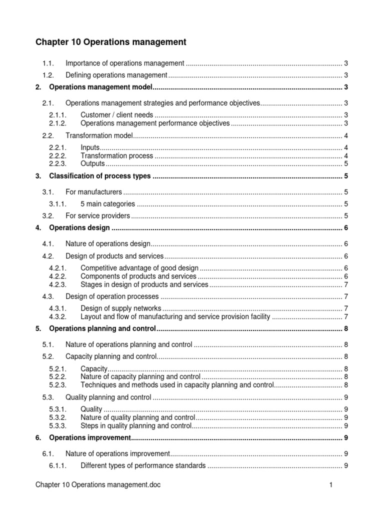 Operations Management Overview and Strategies | PDF | Operations ...