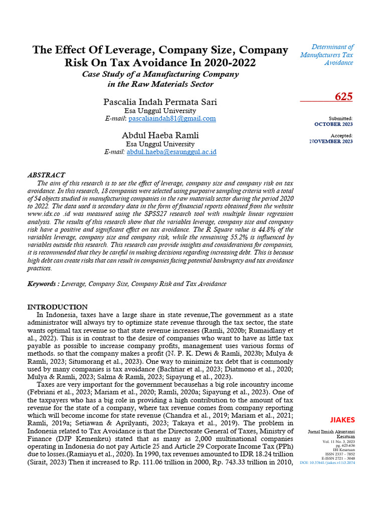 Tax Avoidance Factors in Manufacturing | PDF | Taxes | Standard Deviation