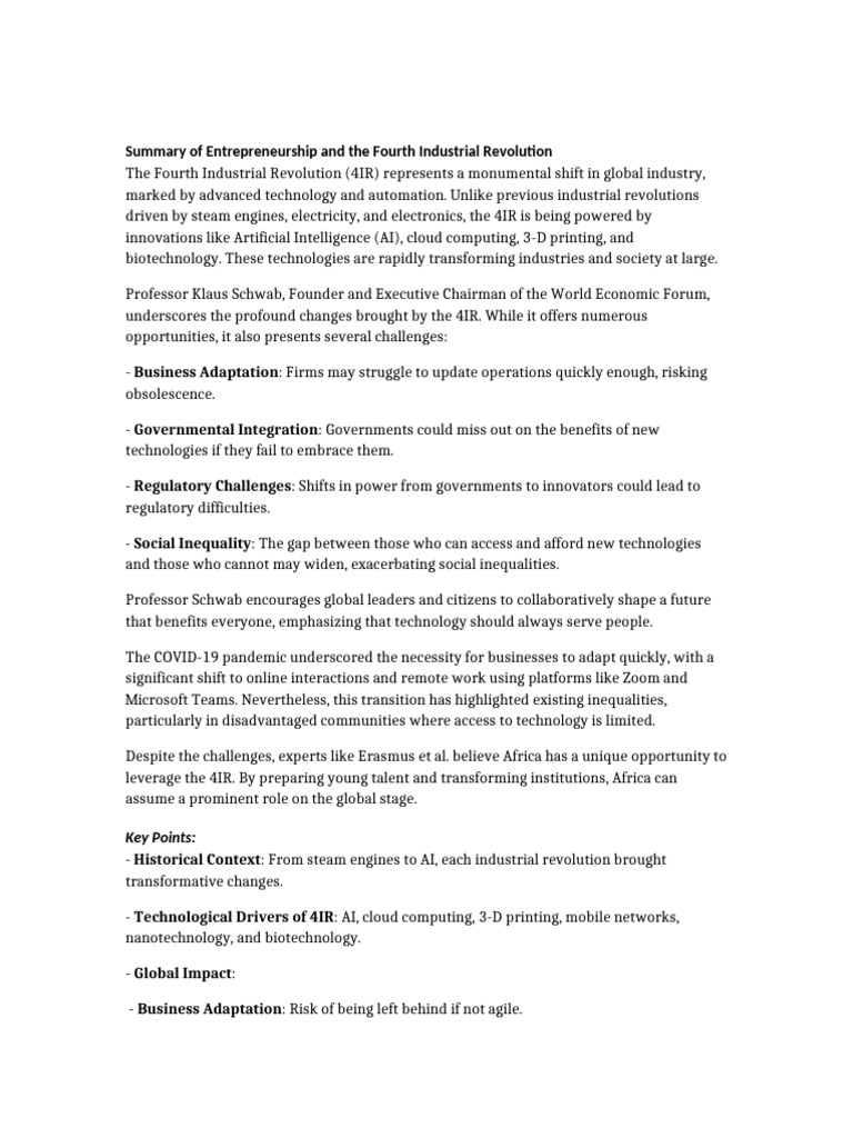 Entrepreneurship in the Fourth Industrial Revolution | PDF | Economies
