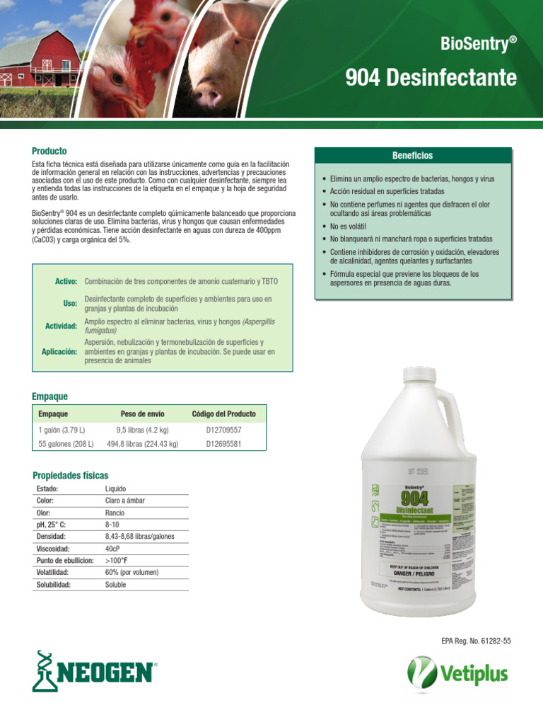 Ficha Tecnica Biosentry 904 | PDF | Galón