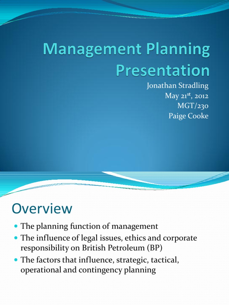 presentation management plan