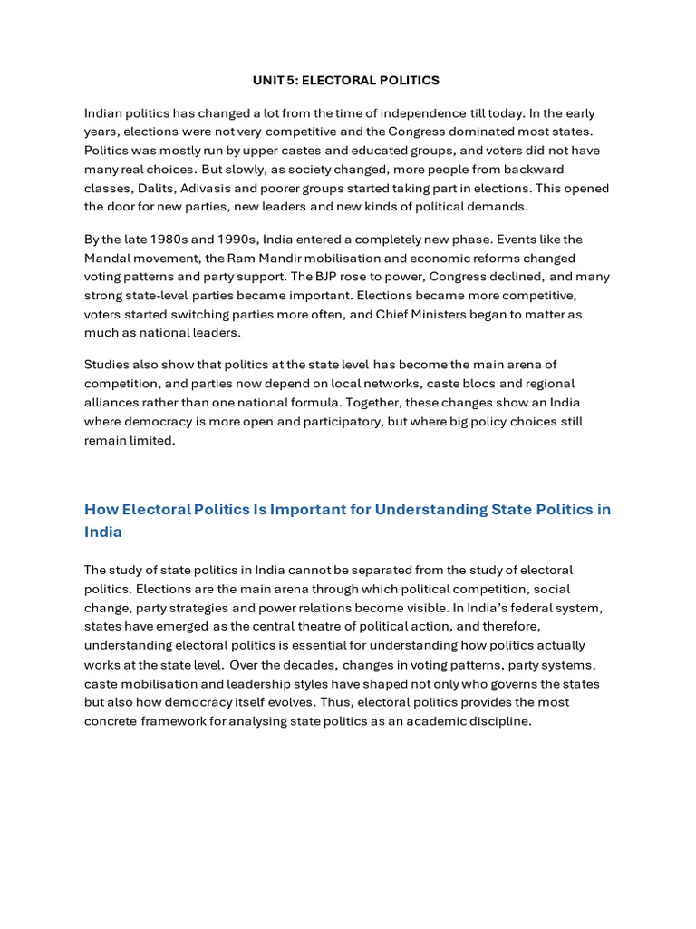 Evolution of Electoral Politics in India | PDF | Political Parties ...