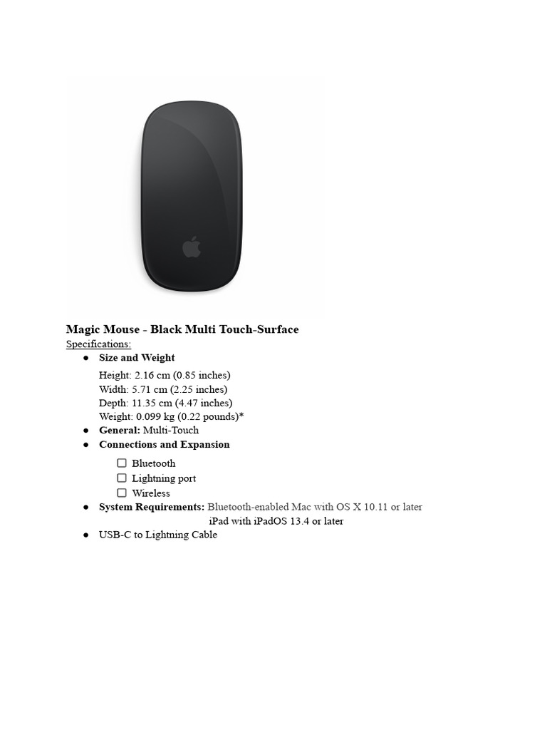 Magic Mouse Specifications and Features | PDF