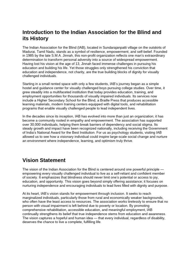 Empowering the Visually Impaired in India | PDF | Visual Impairment ...