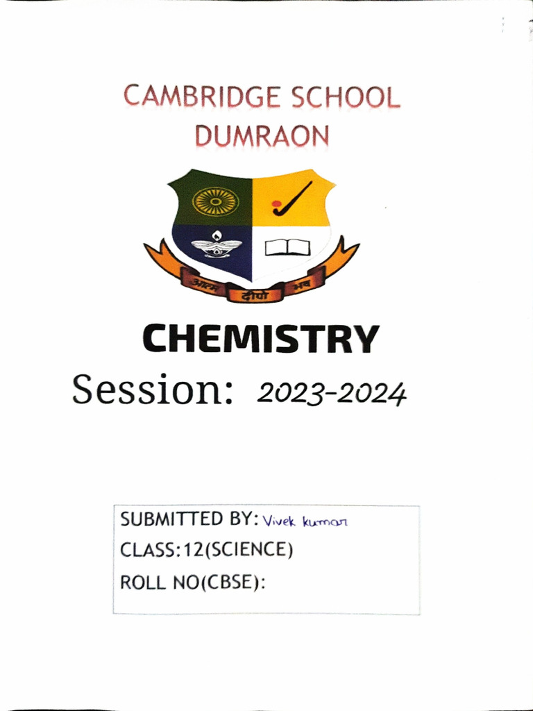 Chemistry Project of 12 Science | PDF