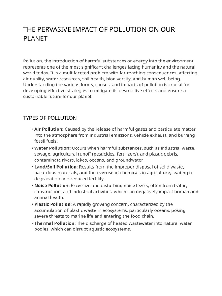 The Global Crisis of Pollution Explained | PDF | Pollution | Water ...