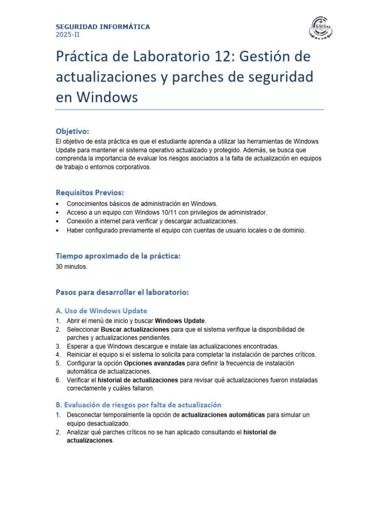 Gestión de Actualizaciones en Windows | PDF | Windows 10 | La seguridad ...