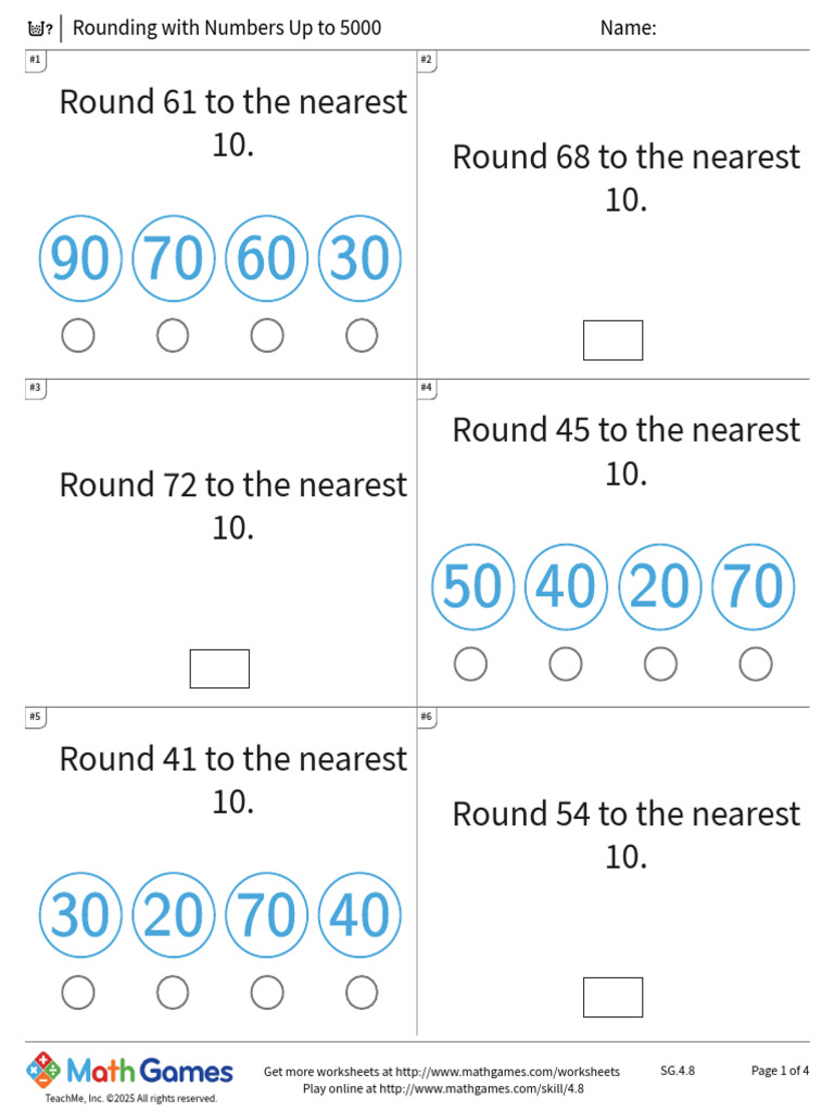 4 8 Rounding With Numbers Up To 5000 | PDF