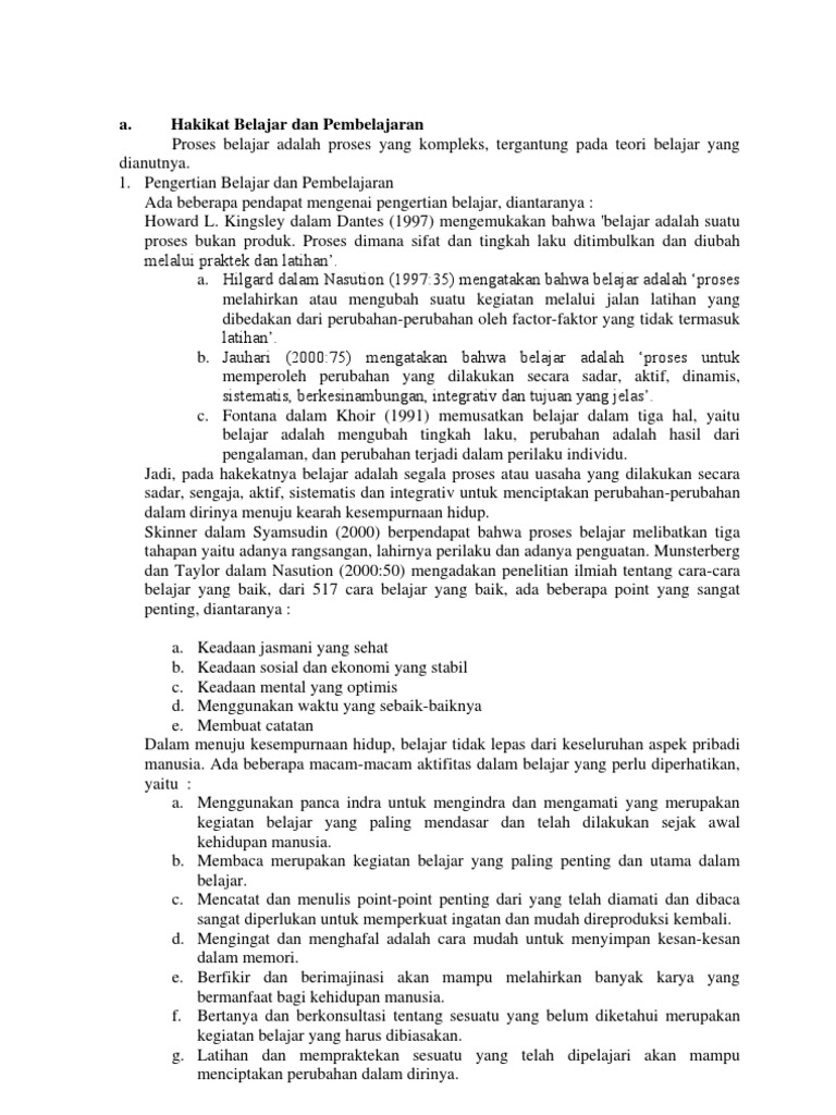 Hakikat Belajar Dan Pembelajaran