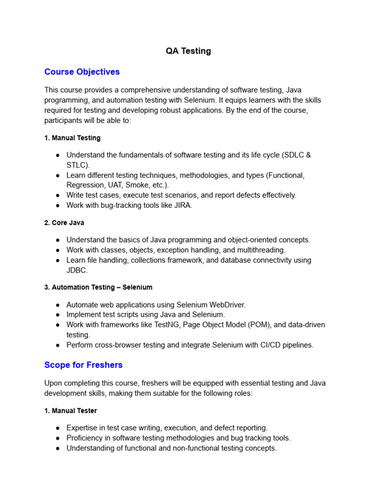 QA Testing(QAT) | PDF | Software Testing | Selenium (Software)