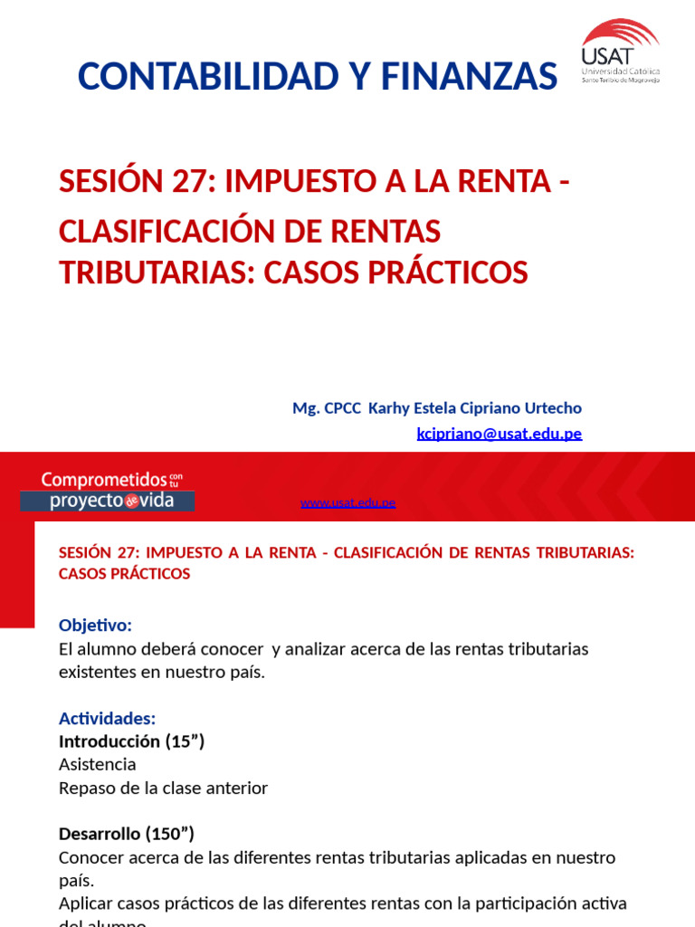 Sesión 27 | PDF | Impuestos | Impuesto sobre la renta